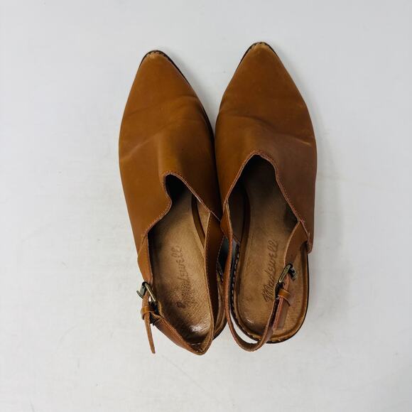 Madewell Leather Slingback Pointed Toe Heeled Sandals Brown Women’s Size 10 - Picture 8 of 12